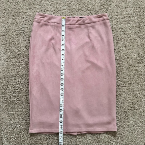 Lulus Superpower Blush Suede Pencil Skirt Pink - Size M - Picture 4 of 11